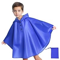 Baogaier Kids Rain Poncho Girls Boys Lightweight Waterproof Ponchos Reusable Rain Jacket Hood Raincoat Rain Cape for School Camping, Hiking Outdoor Rainwear for 3-14 Years