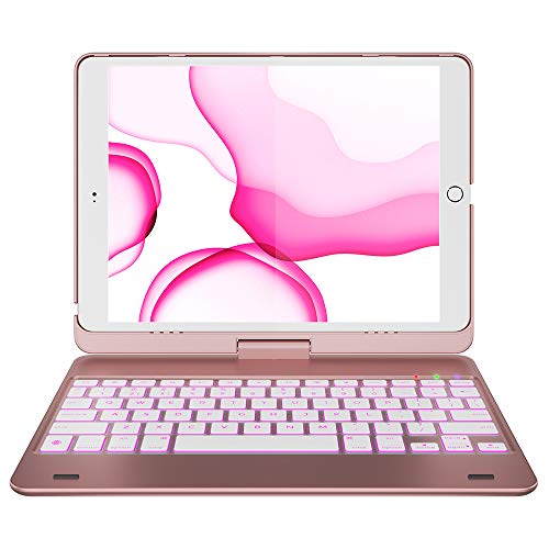 Ipad Keyboard Case For Ipad 2018 (6Th Gen) - Ipad 2017 (5Th Gen) - Ipad Pro 9.7 - Ipad Air 2 & 1 - Thin & Light - 360 Rotatable - Wireless/Bt - Backlit 10 Color - Ipad Case With Keyboard (Rose Gold) #TOP2