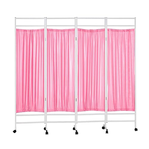 XINGYAOSM Divisor Habitación Plegable Divisor Puerta Vertical 180 cm Alto con Ruedas Pantalla Privacidad Extraíble Portátil, para Sala/clínica/Paciente/Examen(Pink)