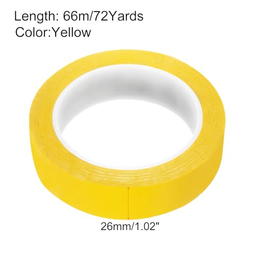 Image of uxcell 1 Rolls Yellow 1.02 Inch x 72 Yards Polyester Film Electrical Tape PET Tape High Temperature Heat Resistant Tape for Transformer Motor Wire 5S Positioning Logo,26mm x 66m