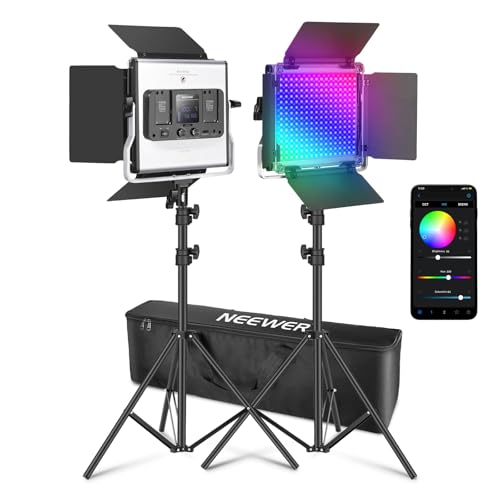NEEWER 2パック 二色660 LED スタンド付き 照明 Amazon | NEEWER 660 PRO II RGB LEDビデオライト 撮影用ライト