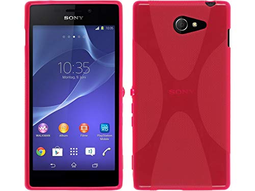 Tumundosmartphone Funda Gel TPU Rosa Sony Xperia M2 Modelo X Line