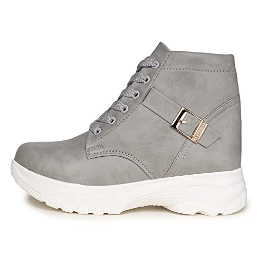 Image of DICY Shoes for Women Girls Boots High Ankle Flat Heel Snakers for Ladies Casual Juta