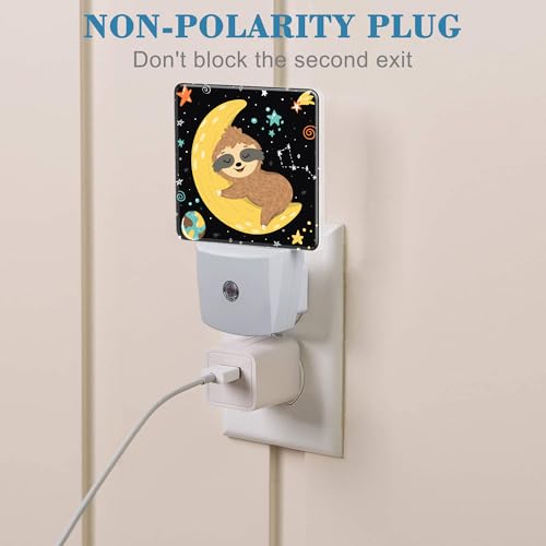 Image of Night Light for Kids Girls Boys, Cute Baby Sloth Sleeping on Moon LED Night Light Plug into Wall with Dusk to Dawn Sensor for Room Decor, Hallway, Kitchen, Bathroom, Nursery, Stairs