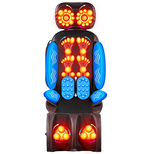CO-Z 55W Massage Chair Cushion w 16 Nodes for Men & Women | Shiatsu Kneading Heating Vibrating Massage Pad w Leg Massager for Neck Back Shoulder & More | Ideal for Office Chair, & More