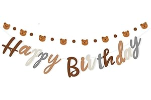 Bday Party Decor: Enchanting Bear Theme Birthday Banner & Pennants
