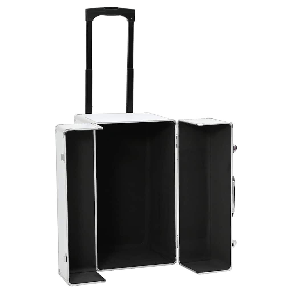 vidaXL Maleta Trolley Modelo Piloto Aluminio Neceser Caja Organización de Productos Accesorios para Belleza Elegante Duradero Plateado 47x39x27cm