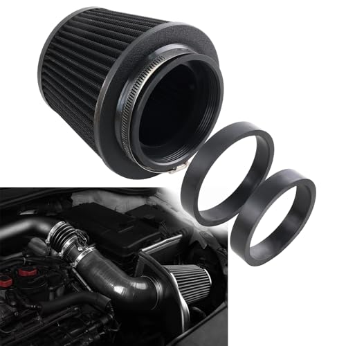 VVORHSBELL Filtre à air froid universel, trois tailles différentes de 76 mm, 89 mm, filtre à air conique à haut débit compatible avec voiture et moto