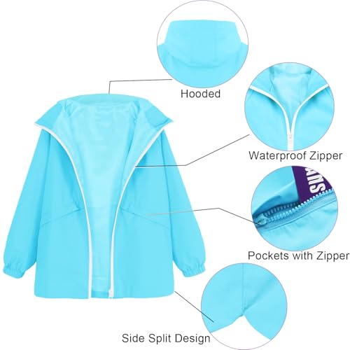 Image of MODAFANS Boys Girls Rain Jacket Waterproof lined Hooded RainCoats Windbreaker