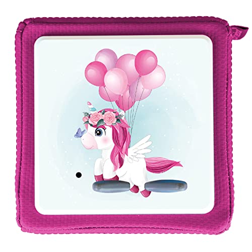 MeinBaby123® Schutzfolie kompatibel mit Toniebox | Schutzcover selbstklebend | Premium Qualität | Aufkleber passgenau I Folie Sticker I Toniebox Zubehör (Einhorn & Luftballons)
