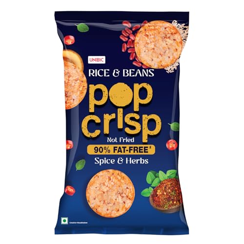 Image of UNIBIC Pop Crisp I Rice and Beans I Popped Chips I Spice and Herbs I | Not Baked Not Fried |90% Fat Free | Low Calorie | Healthy Snacks | 40 Grams