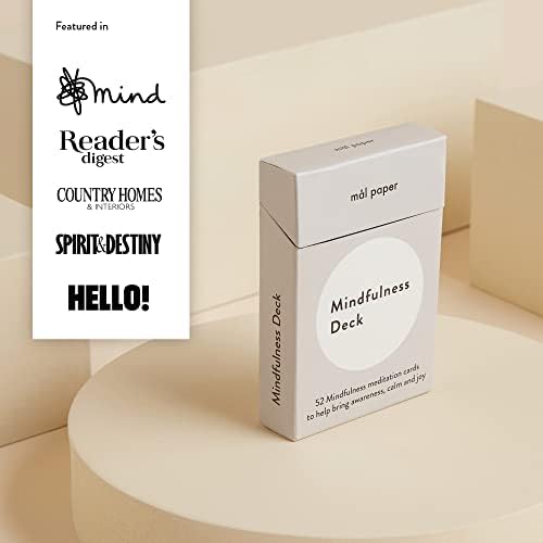 Mal Paper Mindfulness Meditation Card Deck - 52 Pack | Great for Mindfulness Challenge, Mantras, Meditation Tools, Inspirational Cards and as a Positive Thinking Tool