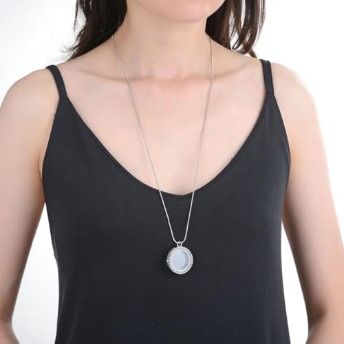 Adabele Living Memory Floating Locket Round or Heart Glass Pendant Necklace 28 Inch Tarnish Resistant Hypoallergenic Stainless Steel Surgical Women Men Jewelry2