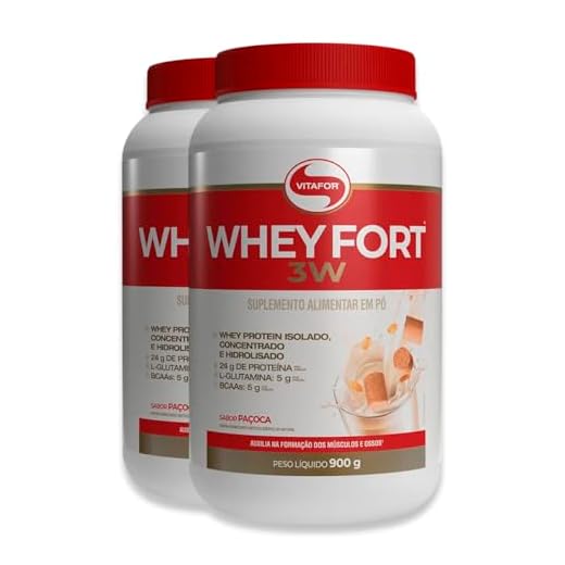 Kit 2 Whey Fort 3w Vitafor 900g Paçoca