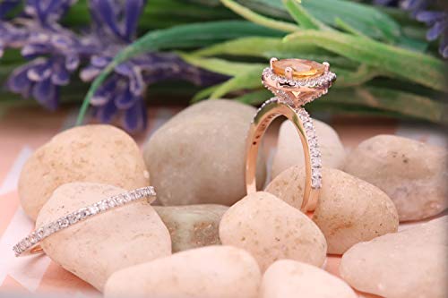 Dazzlingrock Collection 10K 7X5 MM Pear Gemstone & Round Diamond Ladies Bridal Teardrop Engagement Ring Set, Rose Gold3