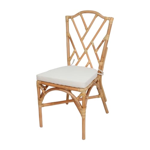 EME Silla Chippendale Fabricada artesanalmente en Ratán Natural. Estructura apilable. Cojín Incluido. Sillas 100% Artesanal. Ideal para Hostelería y Hogar