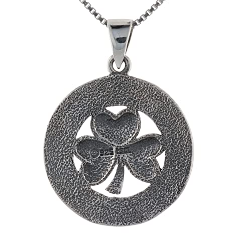Sterling Silver Celtic Good Luck Clover Shamrock Pendant Necklace 18"3