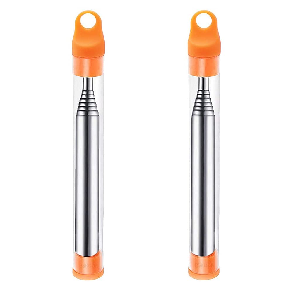 2 PCS Stainless Steel Collapsible Fire Blower Tube, Orange, Fireplace, Barbecues, Campfire