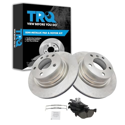 Image of TRQ Rear Brake Pad and Rotor Set Semi Metallic Rotors