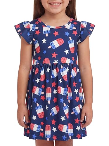 Image of Unique Baby Girls' Short Sleeve Everyday Printed Dresses for Kid and Toddler, Sizes 2T-12Y