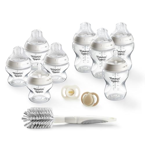 Tommee Tippee Kit de Démarrage Biberons Natural Start et Sucettes, Biberons Auto-Stérilisants Natural Start 150ml et 260ml, avec Tétines à Débit Extra-Lent et Lent,...
