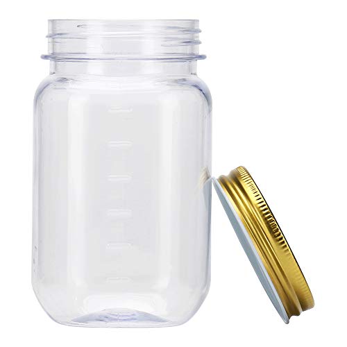 Novelinks 16 Ounce Clear Plastic Jars With Gold Lids - Refillable Round Clear Containers Clear Jars Storage Containers For Kitchen & Household Storage - Bpa Free (10 Pack) #TOP2