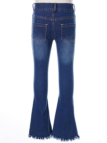 JEATHA Kids Girls Flare Jeans Ripped Denim Pants Frayed Burr Bell-Bottom Trousers Casual Streetwear3