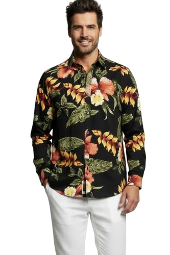 Image of Family Matching Hawaiian Clothes, Black Rafelsia | Lightweight 100% rayon • Family matching outfits • Beach vacations • Luaus • Cruises • Family photos