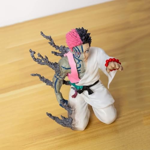 Image of Akaza Demon Kneeling Pose Anime Action Figure | 14cm Half Demon Form Akaza Figurine with Energy Tentacles & White Robe for Table, Desk, Car & Shelf Decor | Premium Gift for Anime Fans