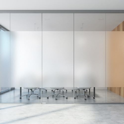 Image of KESPEN Window Privacy Film Frosted Glass Heat Control UV Blocking Privacy Window Film for Glass Windows Static Cling Non-Adhesive Door Coverings Decals for Bathroom Home Office, 55.1 Inch X 32.8 Feet