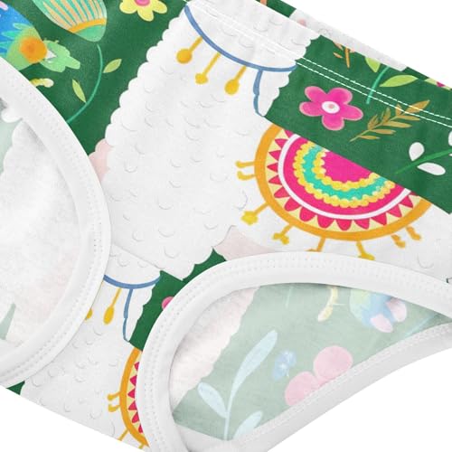 Cotton Toddler Underwear Floral Cute Llama Colorful Flowers Green Little Girl Panties Aesthetic Kids Undies Briefs 2t4