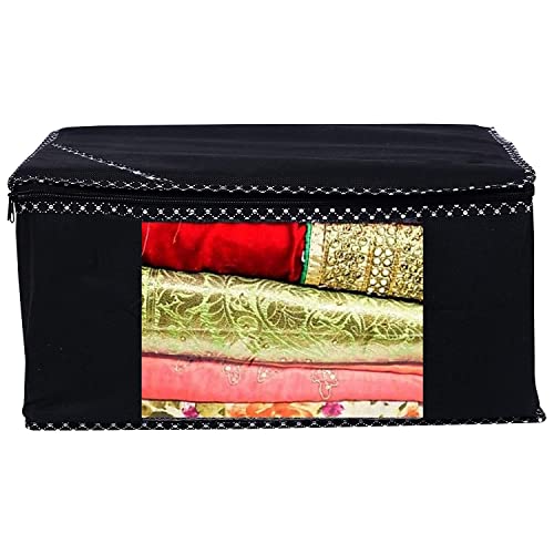 Image of AI ANKIT INTERNATIONAL Saree Cover Bag /Solid Black Saree Cover Bag /Saree Covers For Storage /Pack of 5