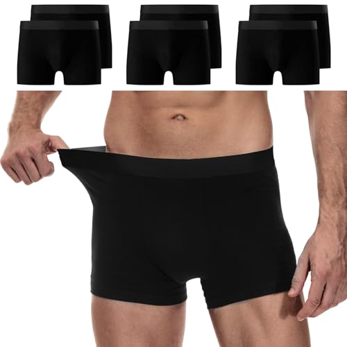 YouShow Boxershorts Herren Schwarz 6 Pack Baumwolle Unterhosen Männer Ohne Kratzenden Zettel Retroshorts Unterwäsche Boxer XL