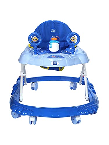Image of Mee Mee 360 Baby Activity Walker | 3 Level Adjustable Height, Foot Mat, Musical Detachable Toy Bar & Light | Anti-Rollover Folding Walker for Boys, Girls, Kids | 6-18 Months 15kg (Green)