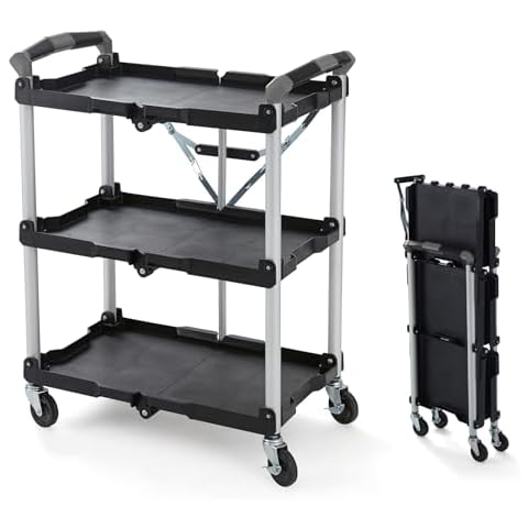 Olympia Tools 85-188 Pack-N-Roll Folding Collapsible Service Cart, 150LB Capacity, Black Cover