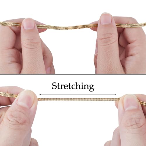 GORGECRAFT 44m Metallic Elastic Band Flat Nylon Braided Stretch Ribbon Knit Strap Cords for Sewing Crafting Bowknot Making Garment Accessory Sewing Gift Wrapping Dark Khaki - Image 4