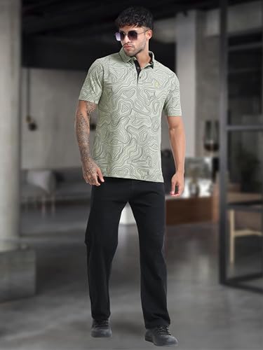 Image of STELLERS Men's Printed Polo T-Shirt | Regular Fit| Feather Touch Feel | Odour Resistant | Wrinkle Free | Stretchable | Anti-Static