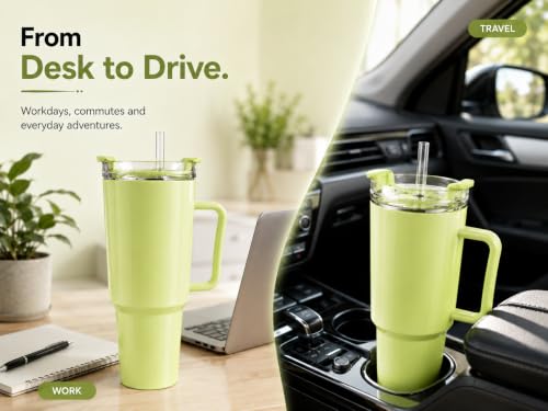 Image of 1800ML Large Plastic Tumbler with Handle & Straw | BPA-Free Reusable Water Bottle with Flip Lid | Leakproof Travel Mug for Gym, Office, College, Car, Outdoor & Daily Hydration Needs. (Mint Green)