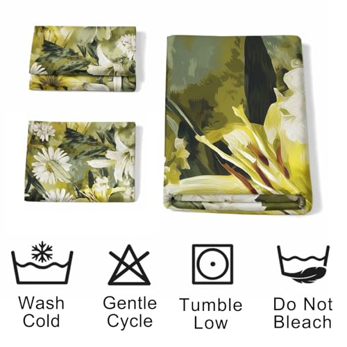 Housse de couette 240x260 cm marguerites jaunes et lys en microfibre - 7