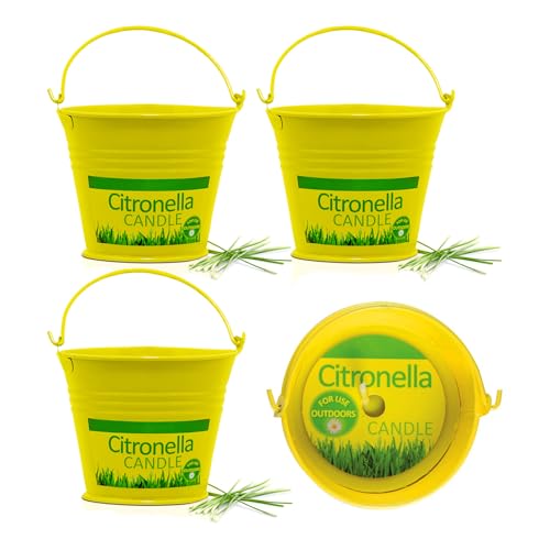 AXXTAN 4 x Citronella Bucket Candles 25H Burn Time Keep Flies Away - Garden Candle Set - Mosquito & Insect Repellent Citronella Candle for Camping BBQ & Outdoor Dining