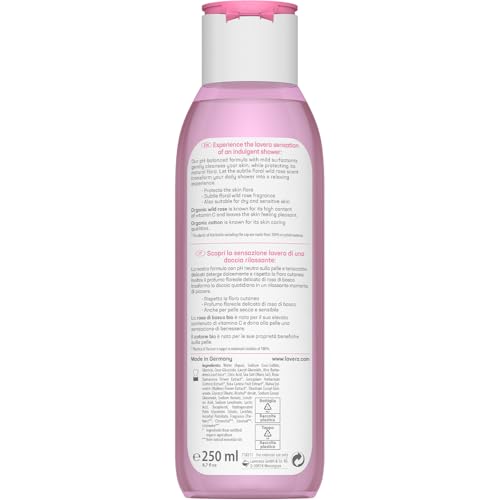 lavera Indulgent Body Wash - cleansing with wild rose & cotton - pH-neutral formula, protects the skin microbiome and moisturizing - PETA certified - vegan - natural cosmetics - 8.45 fl.oz.