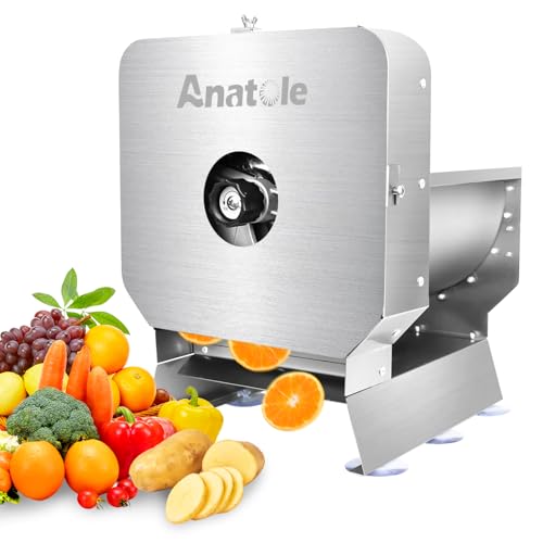 Anatole Electric Vegetable Slicer Commercial Fruit Cutter Stainless Steel 0-0.4'' Thickness Adjustable with Manual Mode for Tomato Onion Potato Cabbage Lime Orange by Anatole - Used condition - US$139.99