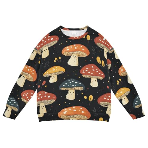JUNZAN Cartoon Cute Mushrooms Big Boys Sweatshirt Hoodie Long Sleeve Sweatshirt With Hoodie Camping 4T