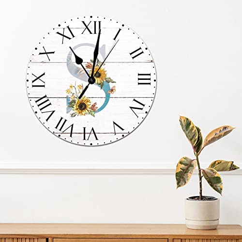 Horloge silencieuse sans tic-tac avec initiale S en PVC 30cm