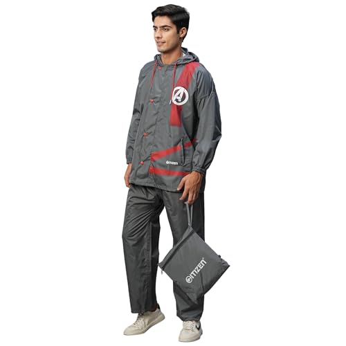 Image of Citizen Avengers Polyester Casual Style Raincoat For Men With Waterproof Pant, Adjustable Inbuilt Hood & Carry Bag | Durable & Lightweight Rainsuit With Mobile Pockets
