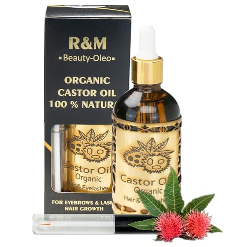 R&M Beauty-Oleo Bio Aceite de Ricino – aceite de ricino prensado en frío – 100% puro – para pestañas, cejas, cabello, piel, barba y uñas – cosmética natural – 100 ml