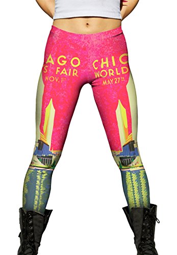 chicago world fair poster - Yizzam- Chicago Worlds Fair Poster 056- Ladies Womens Leggings -4X