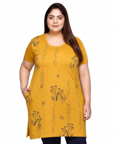 Image of In Love Women's Plus Size Printed Cotton Long-Line T-Shirt with Pocket | Cotton fabric - soft longline T-shirt with easy plus-size fit