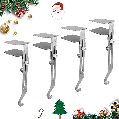 NQEUEPN 4pcs Christmas Fireplace Hooks, Adjustable Christmas Stocking Holders Heavy Duty Mantel Stocking Hooks Mantel Garland Clips for Christmas Party Decorations