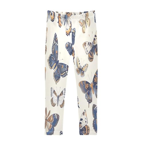 Toddler Girls Leggings Printed Yoga Pants Leggings Blue White Butterflys for Kids